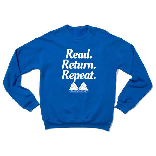 Scott County Library: Read. Return. Repeat. Crewneck Sweatshirt